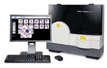 Image: Medica's EasyCell Assistant. Inset shows white cell surrounded by red blood cells (Photo courtesy of Medica).
